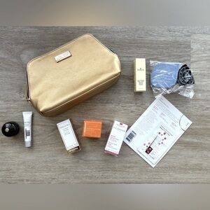 Shiseido Gold Zippered Vanity Pouch with 8 Luxury Skincare Samples